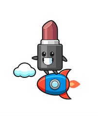 lipstick mascot character riding a rocket