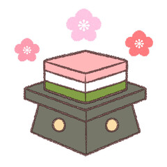 ひな祭りのひしもちと梅の花