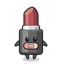 Cartoon Illustration of lipstick with tape on mouth