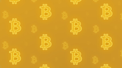 Cryptocurrency background. Bitcoin pattern. Neon blue color crypto. Blockchain wallpapers. 
