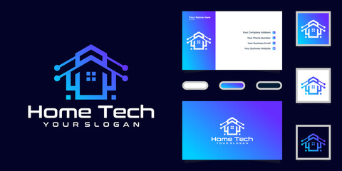 data technology house logo and business card