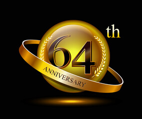 64 years birthday celebration logotype. 64th anniversary logo