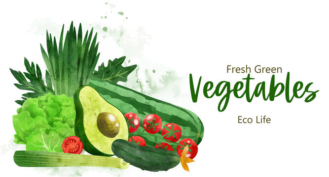 Pile of fresh vegetables, summer banner