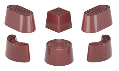 Realistic 3d illustration of a sweet set of six different chocolate candies on a white background