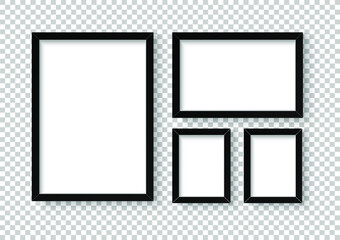 Photo image frame. Wall picture mock up for photograph composition object with shadow. Vector illustrator.