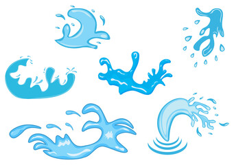 Fototapeta na wymiar Set of Water Drop and Splash of Sparkling Blue Icon Illustration For Background or Additional to Your Design