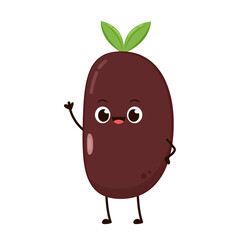 Kidney bean character. Kidney bean on white background.