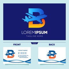 Letter B Plane Logo Design Vector Graphic Icon Illustration
