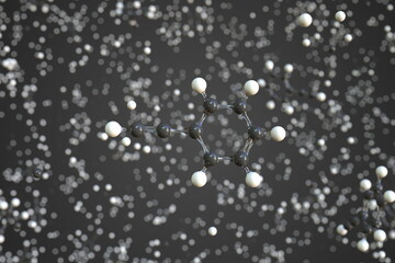 Phenylacetylene molecule made with balls, conceptual molecular model. Chemical 3d rendering
