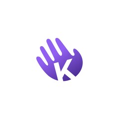 k letter hand palm hello logo vector icon illustration