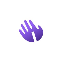 i letter hand palm hello logo vector icon illustration