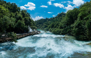 Obraz premium Natural scenery of xiaoqikong scenic spot in Libo County, Guizhou Province, China