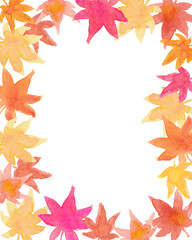 水彩手描き紅葉のフレームイラスト