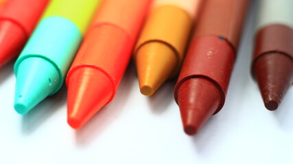 Crayons on white background.