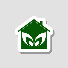 Eco house icon isolated on gray background