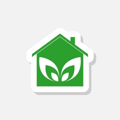 Eco house icon isolated on gray background