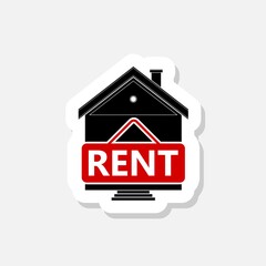 Rent house icon isolated on gray background