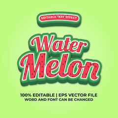 Fresh watermelon editable text effect Premium Vector