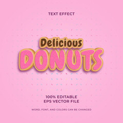 Delicious Donuts editable text effect Premium Vector