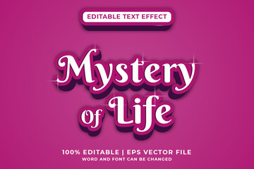 Mystery of life editable text effect modern style Premium Vector