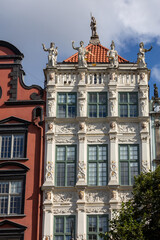 Fototapeta premium The facade of the restored Gdansk patrician house in the Long Market. Pomerania, Poland