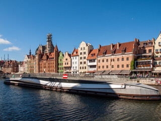 Naklejka premium The rotating footbridge of St The Spirit to the Granary Island on the Motława River