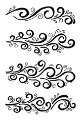 hand drawn wind doodle set, vector illustration.
