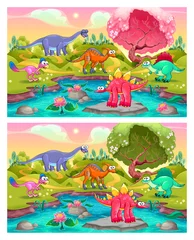 Foto auf Alu-Dibond Spot the differences. Two images with six changes between them, vector and cartoon illustrations  © ddraw