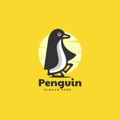Obraz premium Vector Logo Illustration Penguin Simple Mascot Style.