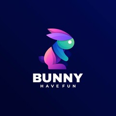 Obraz premium Vector Logo Illustration Bunny Gradient Colorful Style.