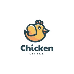 Vector Logo Illustration Chicken Simple Mascot Style.