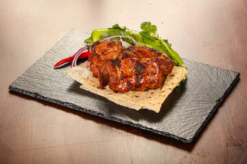 Caucasian traditional Pork kebab shashlik