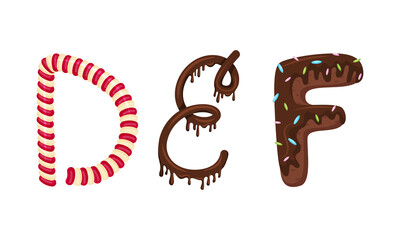 Delicious Candy and Sweet Pastry Alphabet Vector Set