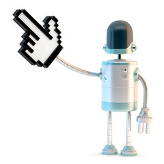 Robot with pointing finger. 3D illustration. Isolated