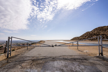 Closed Gated Private Gateway Boundry Entrance Exit Gate Road to California Aqueduct in Palmdale High Desert