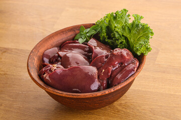Raw chicken liver in the bowl