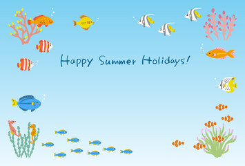 happy summer holidays!　熱帯魚　背景