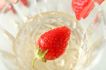 Concept of delicious drink with Rossini cocktail, close up