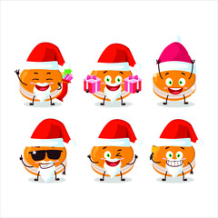 Santa Claus emoticons with orange dorayaki cartoon character. Vector illustration