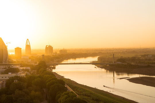 A sunset view of river Nile in Khartoum, Sudan
