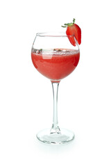 Glass with Rossini cocktail isolated on white background