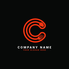c Letter logo,c Food Letter logo,c spoon letter logo.