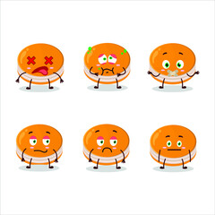 Orange dorayaki cartoon character with nope expression. Vector illustration