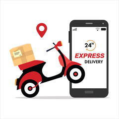 Online delivery service , online order tracking, delivery home and office. Scooter delivery. Shipping. Express delivery