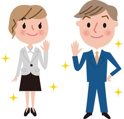 若い夫婦、全身、スーツ