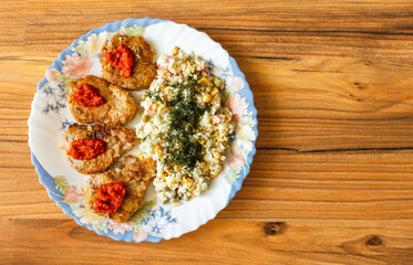 Pork fillet steaks with a mixture