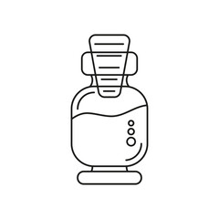 Glass bottle with cork cap for cosmetic oil liquids. Icon on a white background.