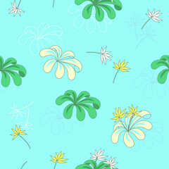 Blue Hawaii Flower Seamless Pattern