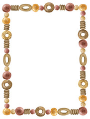 Frame made of beads. The print is used for packaging design, fabric. Watercolor illustration. Wreath