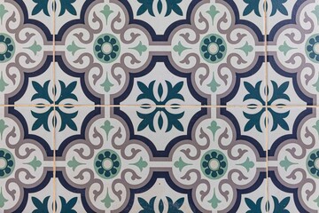 Vintage antique ceramic tile pattern texture and seamless background